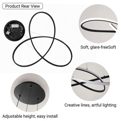 Brilagi - Suspension LED dimmable sur câble INFINITY LED/80W/230V 3000-6000K 80x80 cm noir + télécommande