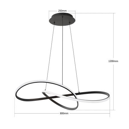 Brilagi - Suspension LED dimmable sur câble INFINITY LED/80W/230V 3000-6000K 80x80 cm noir + télécommande