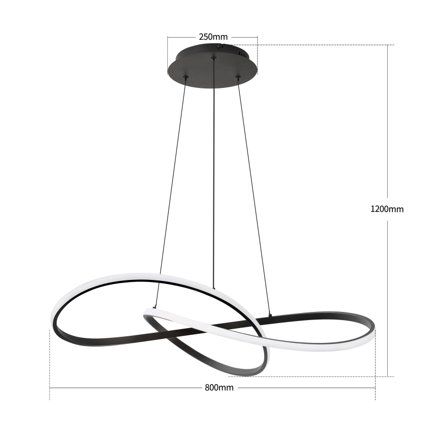Brilagi - Suspension LED dimmable sur câble INFINITY LED/80W/230V 3000-6000K 80x80 cm noir + télécommande