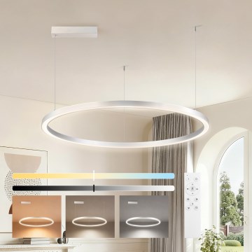 Brilagi - Suspension LED dimmable sur câble PORTOFINO LED/60W/230V 3000-6000K Ø 80 cm argentée + télécommande