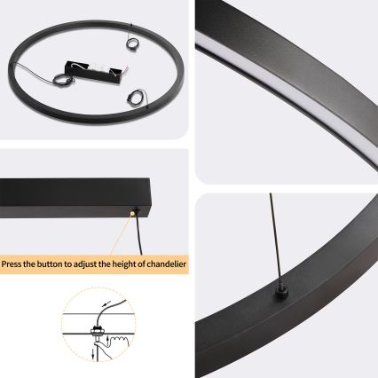 Brilagi - Suspension LED dimmable sur câble PORTOFINO LED/60W/230V 3000–6000K Ø 80 cm noir + télécommande