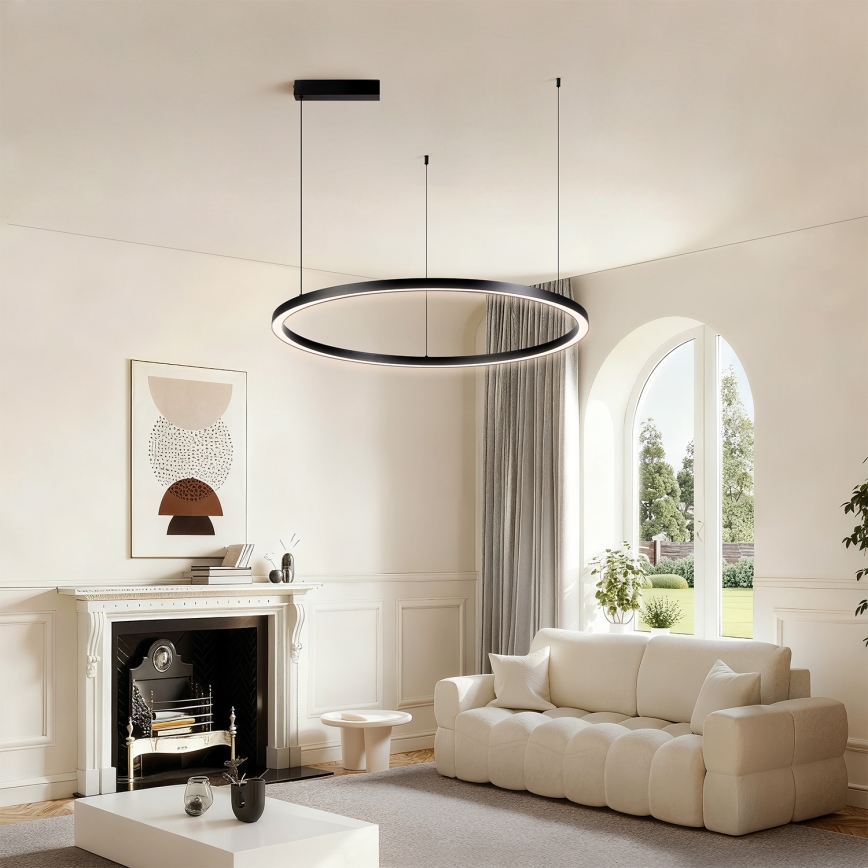 Brilagi - Lustre dimmable sur câble PORTOFINO LED 60W 230V 3000–6000K Ø 80 cm noir + télécommande