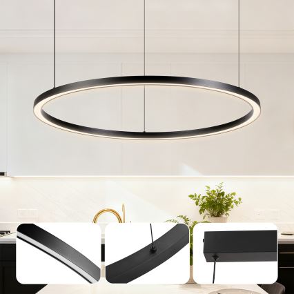 Brilagi - Lustre dimmable sur câble PORTOFINO LED 60W 230V 3000–6000K Ø 80 cm noir + télécommande