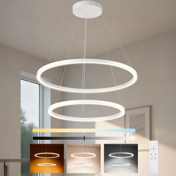 Brilagi - Suspension LED dimmable sur câble PORTOFINO LED/98W/230V 3000-6000K Ø 80 cm blanc + télécommande