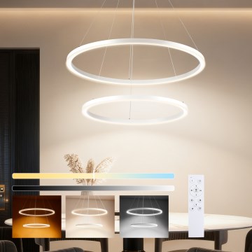 Brilagi - Suspension LED dimmable sur câble PORTOFINO LED/98W/230V 3000-6000K Ø 80 cm blanche + télécommande