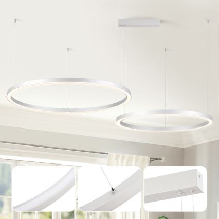 Brilagi - Suspension LED dimmable sur câble PORTOFINO LED/98W/230V 3000-6000K argenté + télécommande