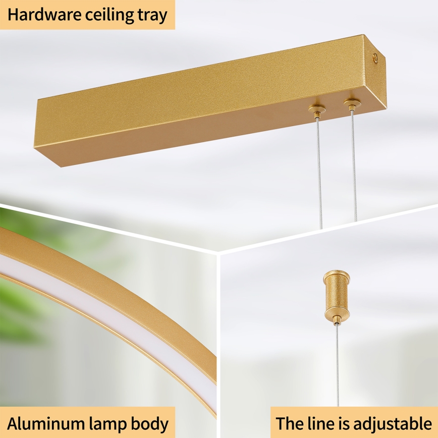 Brilagi - Suspension LED dimmable sur câble PORTOFINO LED/98W/230V 3000-6000K dorée + télécommande