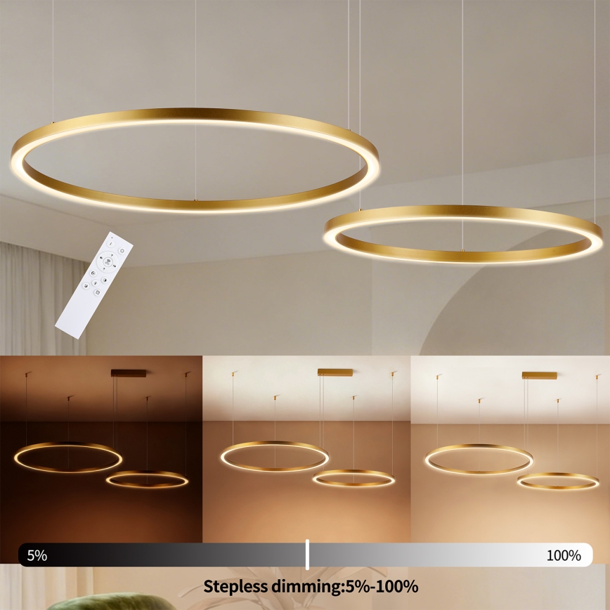 Brilagi - Suspension LED dimmable sur câble PORTOFINO LED/98W/230V 3000-6000K dorée + télécommande