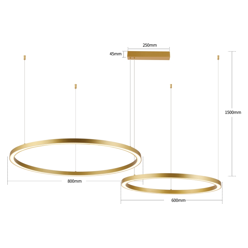 Brilagi - Suspension LED dimmable sur câble PORTOFINO LED/98W/230V 3000-6000K dorée + télécommande