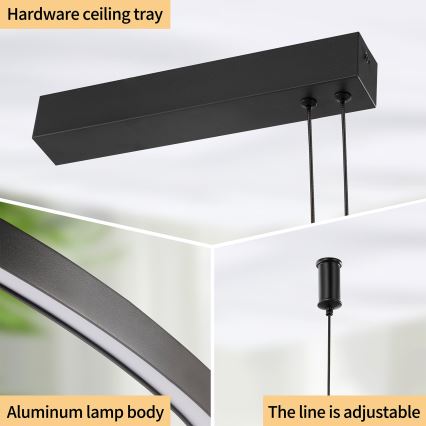 Brilagi - Suspension LED dimmable sur câble PORTOFINO LED/98W/230V 3000-6000K noir + télécommande