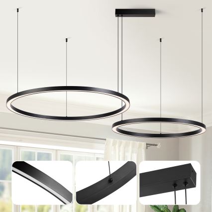 Brilagi - Suspension LED dimmable sur câble PORTOFINO LED/98W/230V 3000-6000K noir + télécommande