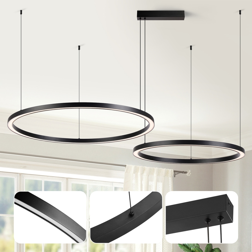 Brilagi - Suspension LED dimmable sur câble PORTOFINO LED/98W/230V 3000-6000K noir + télécommande