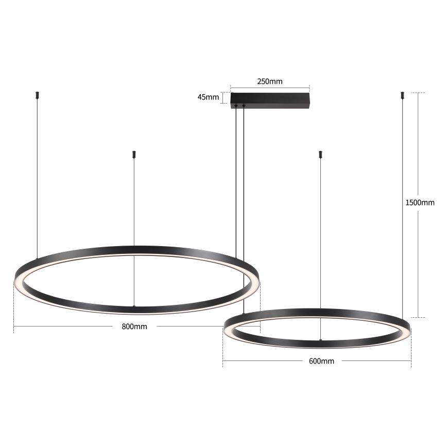 Brilagi - Suspension LED dimmable sur câble PORTOFINO LED/98W/230V 3000-6000K noir + télécommande