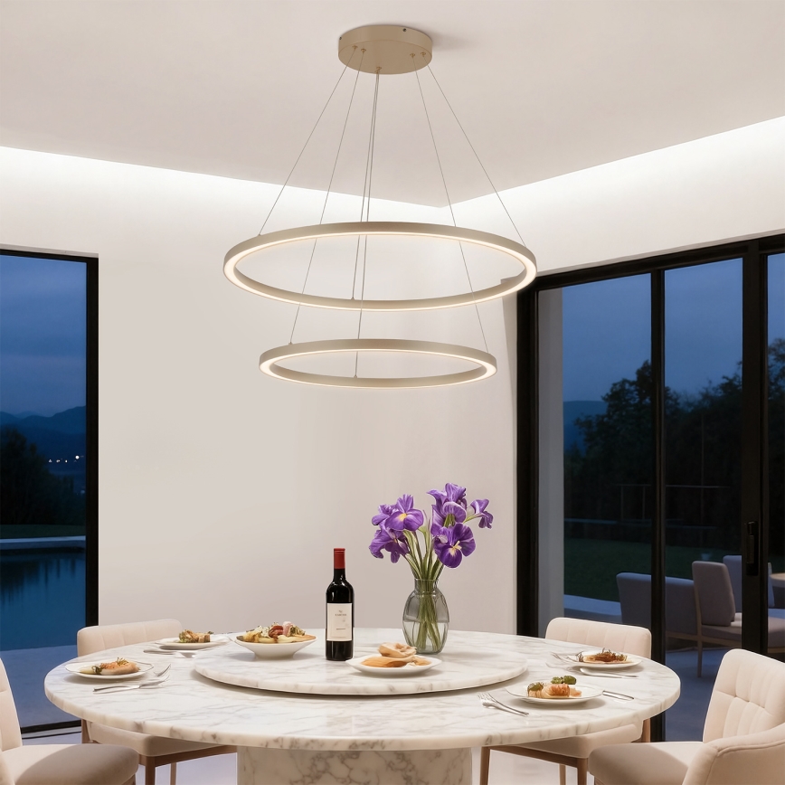 Brilagi - Suspension LED dimmable sur câble PORTOFINO LED/98W/230V 3000-6000K Ø 80 cm beige + télécommande