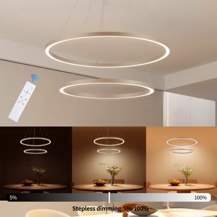 Brilagi - Suspension LED dimmable sur câble PORTOFINO LED/98W/230V 3000-6000K Ø 80 cm beige + télécommande