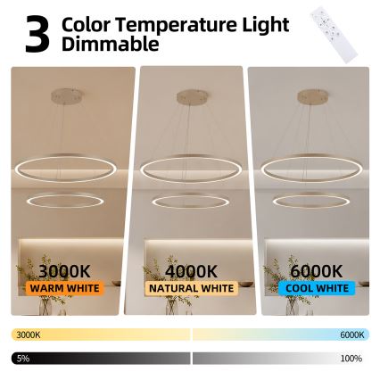 Brilagi - Suspension LED dimmable sur câble PORTOFINO LED/98W/230V 3000-6000K Ø 80 cm beige + télécommande