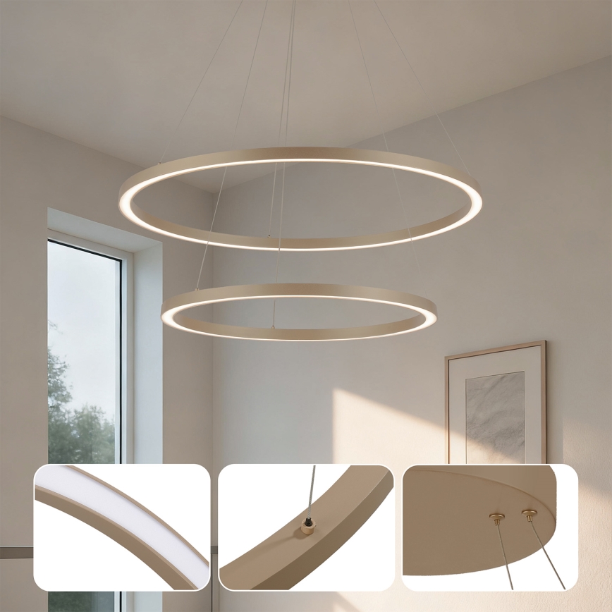 Brilagi - Suspension LED dimmable sur câble PORTOFINO LED/98W/230V 3000-6000K Ø 80 cm beige + télécommande