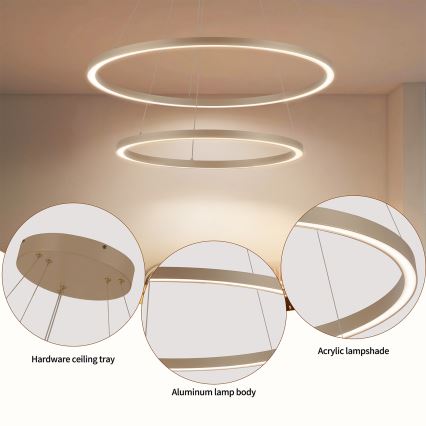 Brilagi - Suspension LED dimmable sur câble PORTOFINO LED/98W/230V 3000-6000K Ø 80 cm beige + télécommande