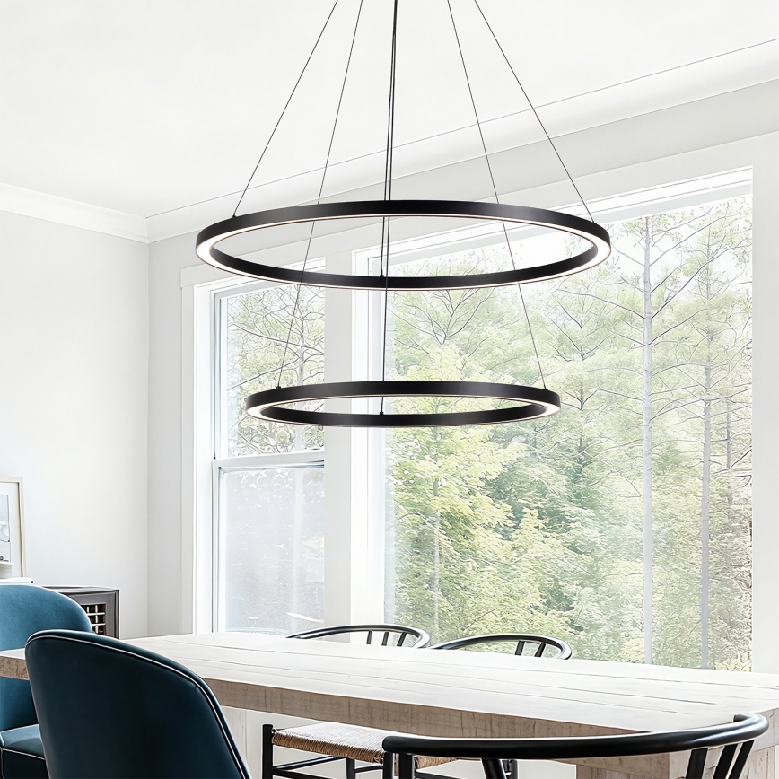Brilagi - Suspension LED dimmable sur câble PORTOFINO LED/98W/230V 3000–6000 K Ø 80 cm noire + télécommande