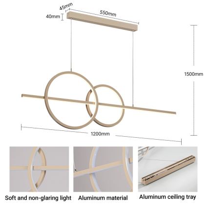 BRILAGI - LED Lustre dimmable sur câble SIGNATURE LED/53W/230V 3000-6000K 120 cm beige+ télécommande