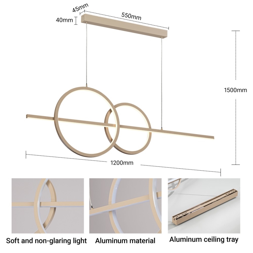 BRILAGI - LED Lustre dimmable sur câble SIGNATURE LED/53W/230V 3000-6000K 120 cm beige+ télécommande