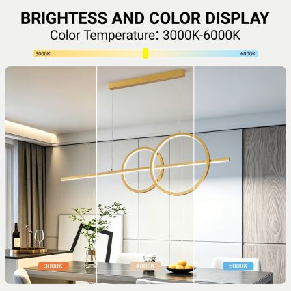 BRILAGI - Lustre LED dimmable suspendu sur câble SIGNATURE LED/53W/230V 3000-6000K 120 cm doré + télécommande