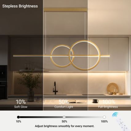 BRILAGI - Lustre LED dimmable suspendu sur câble SIGNATURE LED/53W/230V 3000-6000K 120 cm doré + télécommande