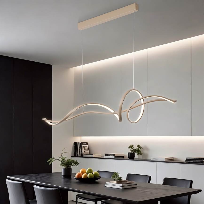 Brilagi - Lustre LED dimmable suspendu par câble SIGNATURE LED/55W/230V 3000-6000K 120x23 cm beige + télécommande