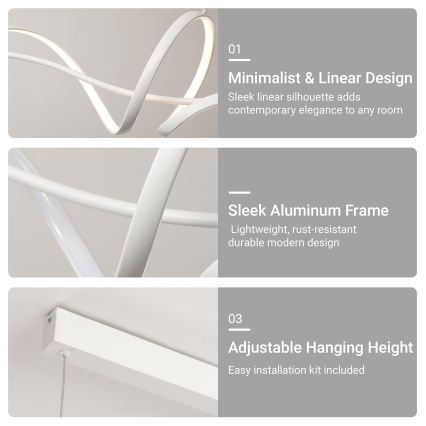 Brilagi - Suspension LED dimmable sur câble SIGNATURE LED/55W/230V 3000-6000K 120x23 cm blanc + télécommande
