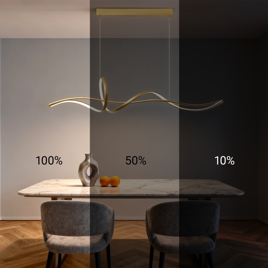 Brilagi - Suspension LED dimmable sur câble SIGNATURE LED/55W/230V 3000-6000K 120x23 cm dorée + télécommande
