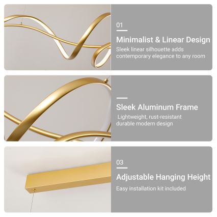 Brilagi - Suspension LED dimmable sur câble SIGNATURE LED/55W/230V 3000-6000K 120x23 cm dorée + télécommande