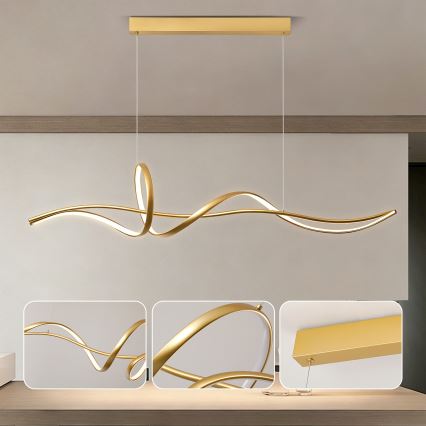 Brilagi - Suspension LED dimmable sur câble SIGNATURE LED/55W/230V 3000-6000K 120x23 cm dorée + télécommande