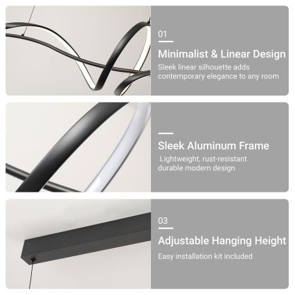 Brilagi - Suspension LED dimmable sur câble SIGNATURE LED/55W/230V 3000-6000K 120x23 cm noir + télécommande
