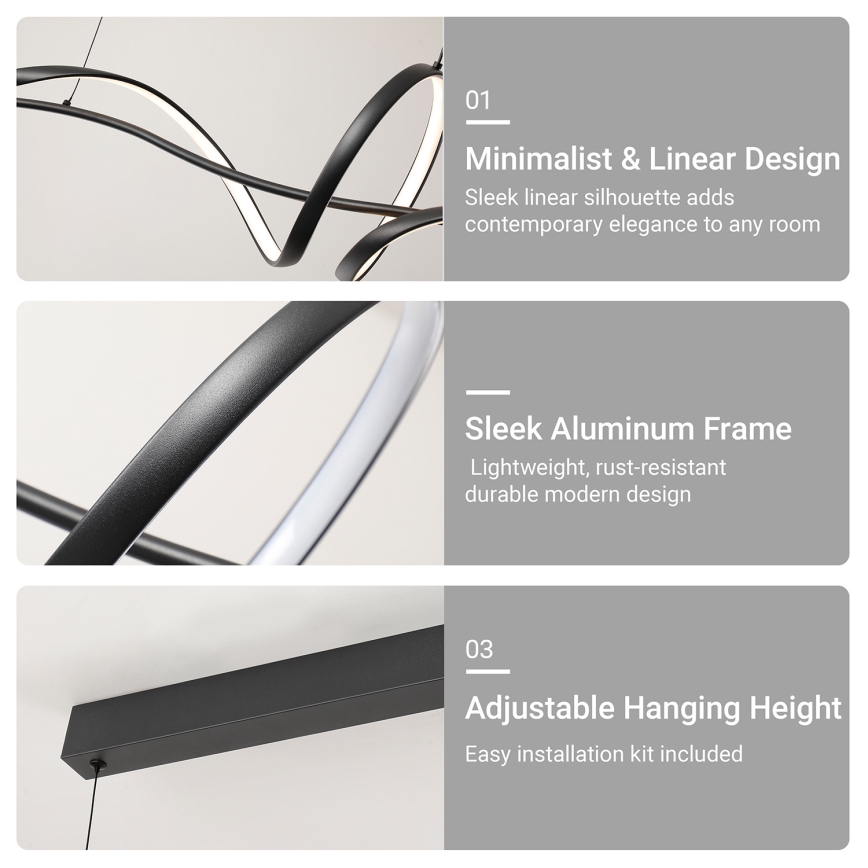 Brilagi - Suspension LED dimmable sur câble SIGNATURE LED/55W/230V 3000-6000K 120x23 cm noir + télécommande