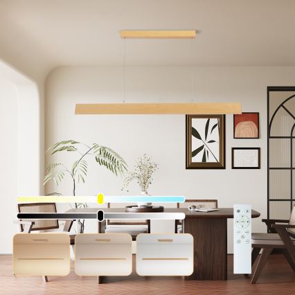 Brilagi - Lustre LED à intensité variable suspendu à un câble SLIMLINE LED/40W/2300-6000K décor chêne + télécommande
