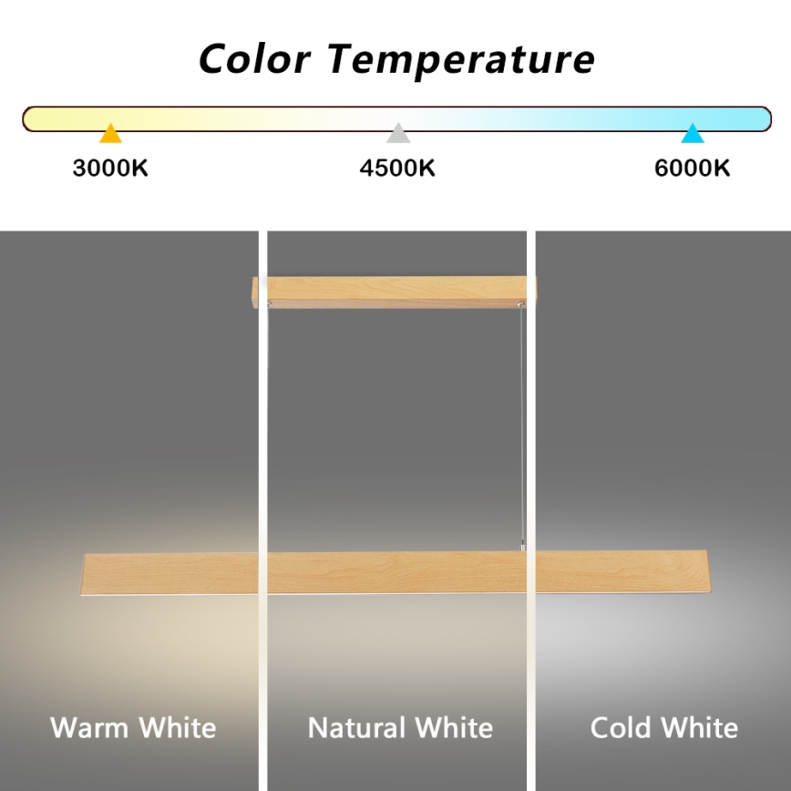 Brilagi - Lustre LED à intensité variable suspendu à un câble SLIMLINE LED/40W/2300-6000K décor chêne + télécommande