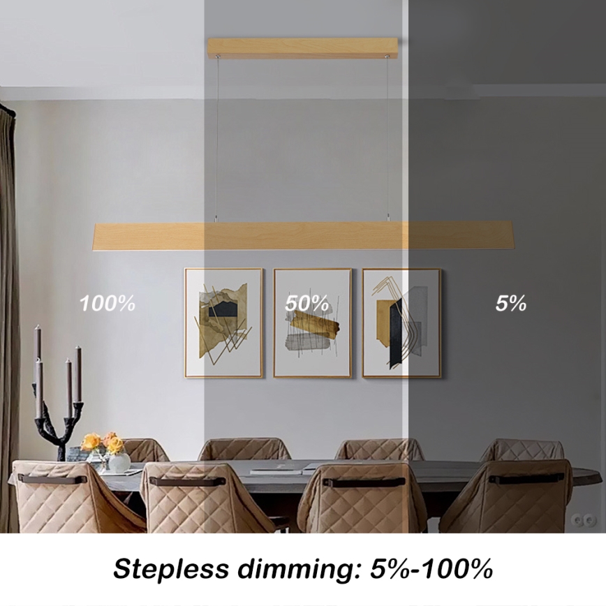 Brilagi - Lustre LED à intensité variable suspendu à un câble SLIMLINE LED/40W/2300-6000K décor chêne + télécommande