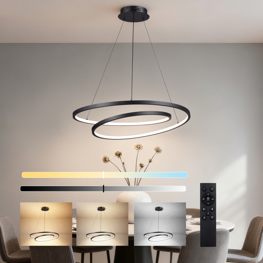 Brilagi - Suspension LED dimmable sur câble TWISTER LED/75W/230V 3000-6000K Ø 70 cm noire + télécommande