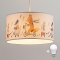 Brilagi - Suspension LED enfant sur câble BOBO 1xE27/10W/230V Ø 35 cm blanc/motifs animaux