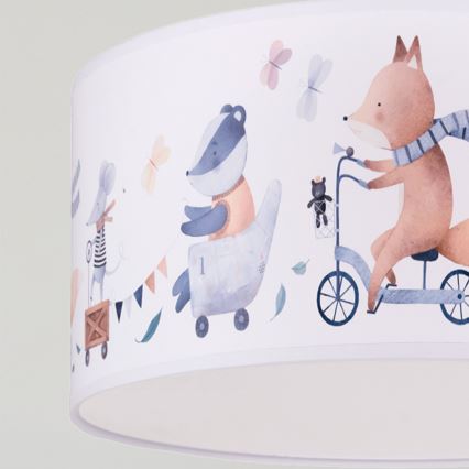 Brilagi - Suspension LED enfant sur câble BOBO 1xE27/60W/230V Ø 35 cm blanc/motifs animaux