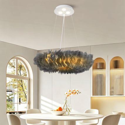 BRILAGI - Suspension LED FEATHER sur câble, 3xE27/40W/230V + 3xLED/3W, Ø 50 cm, gris
