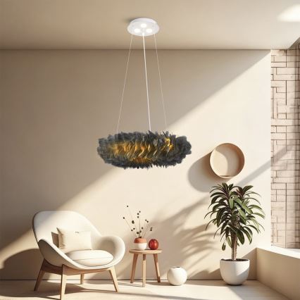 BRILAGI - Suspension LED FEATHER sur câble, 3xE27/40W/230V + 3xLED/3W, Ø 50 cm, gris