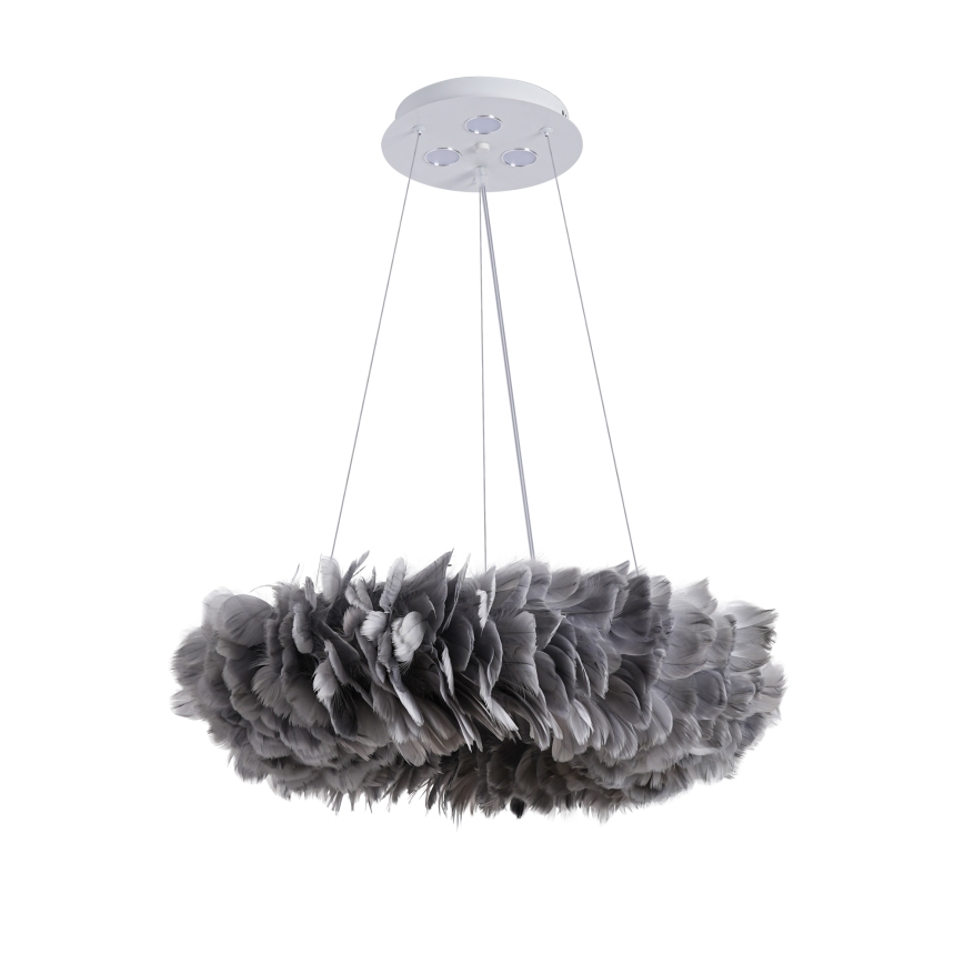 Brilagi - Suspension LED FEATHER sur câble, 3xE27/40W/230V + 3xLED/3W, Ø 50 cm, gris