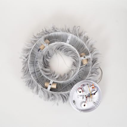 BRILAGI - Suspension LED FEATHER sur câble, 3xE27/40W/230V + 3xLED/3W, Ø 50 cm, gris