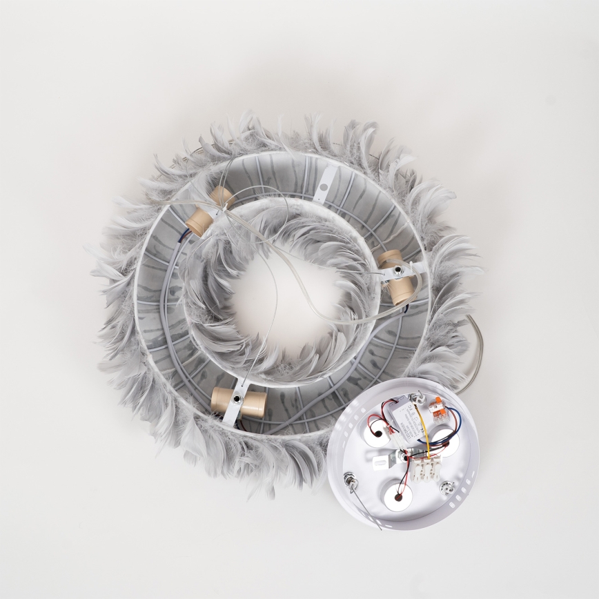 BRILAGI - Suspension LED FEATHER sur câble, 3xE27/40W/230V + 3xLED/3W, Ø 50 cm, gris