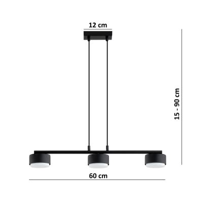 Brilagi - Suspension LED MONO sur câble 3xGX53/30W/230V noir