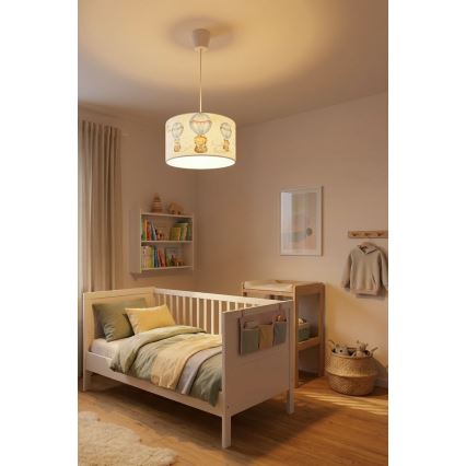 Brilagi - Suspension LED pour chambre d'enfant BOBO 1xE27/10W/230V Ø 35 cm blanche à motifs animaux