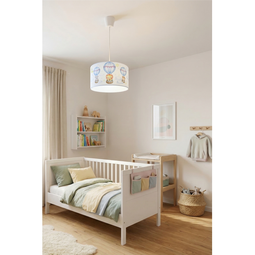 Brilagi - Suspension LED pour chambre d'enfant BOBO 1xE27/10W/230V Ø 35 cm blanche à motifs animaux
