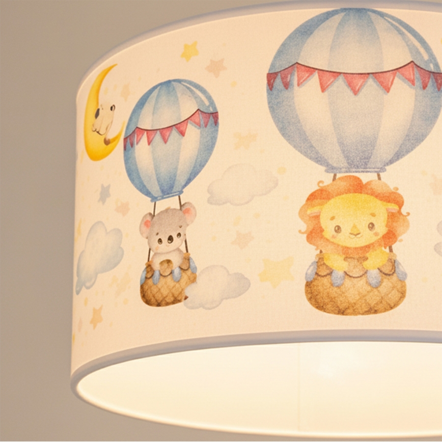 Brilagi - Suspension LED pour chambre d'enfant BOBO 1xE27/10W/230V Ø 35 cm blanche à motifs animaux
