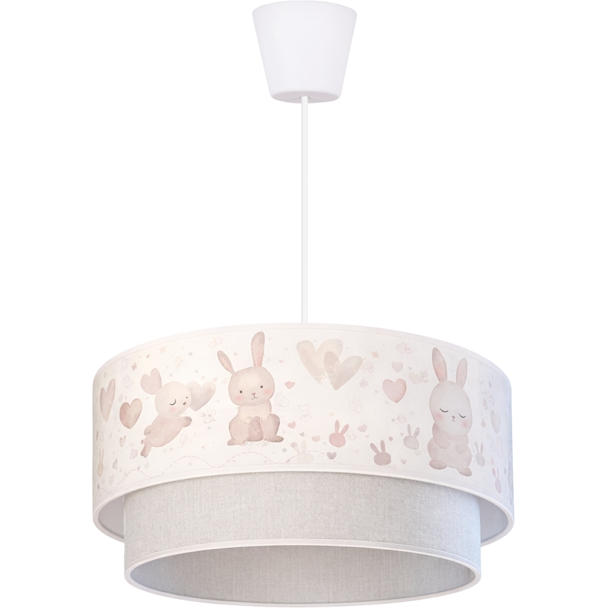 Brilagi - Suspension LED pour enfants sur câble BOBO 1xE27/10W/230V Ø 40 cm crème/gris à motifs lapins